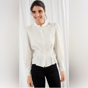 & Other Stories Cream Striped Blouse